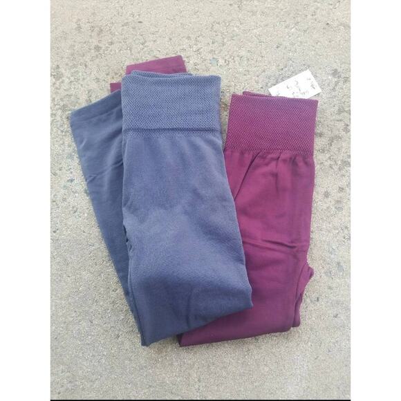 New Mix high waist fleece line leggings gray one size - Picture 2 of 2